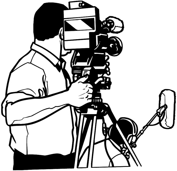 Cameraman at work vinyl sticker. Customize on line.      Cinemas Films Videos 022-0074  